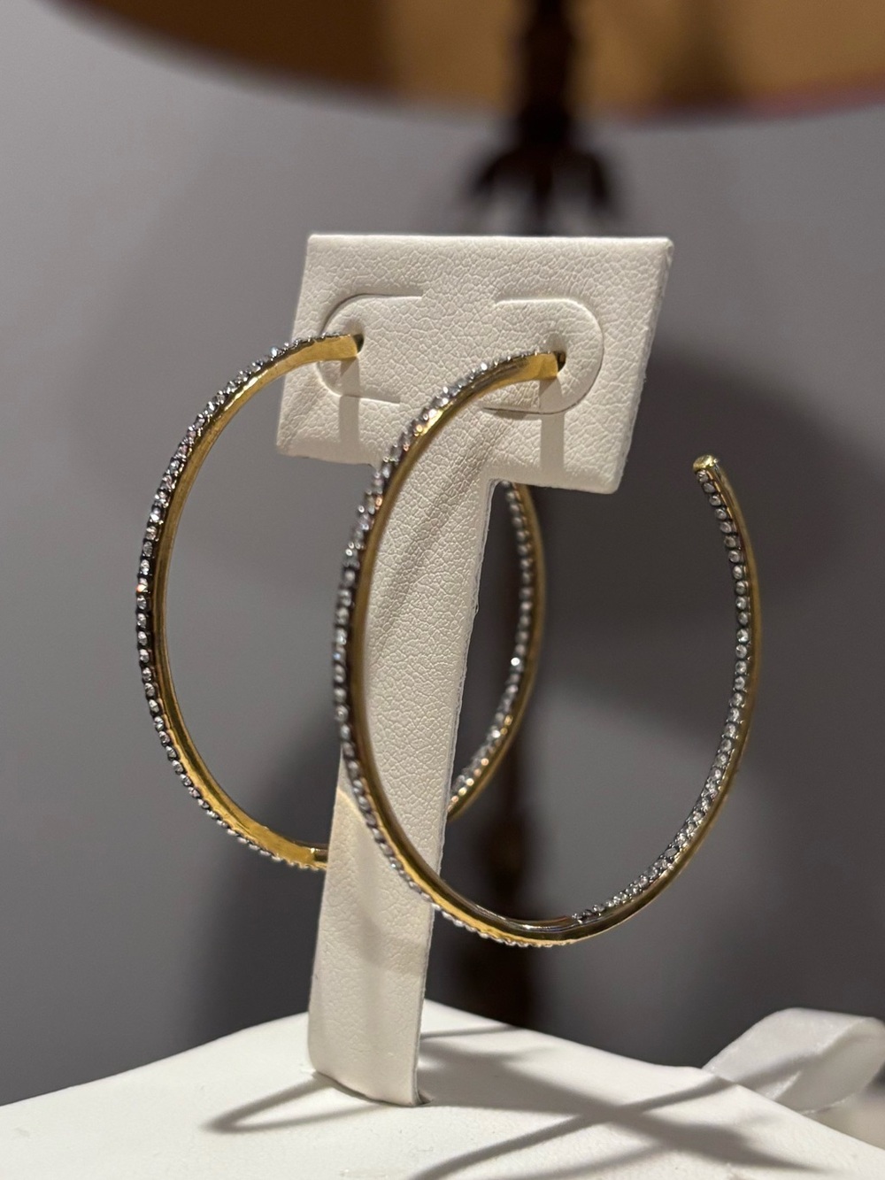 NADRI Gold Hoop Earrings with Crystals